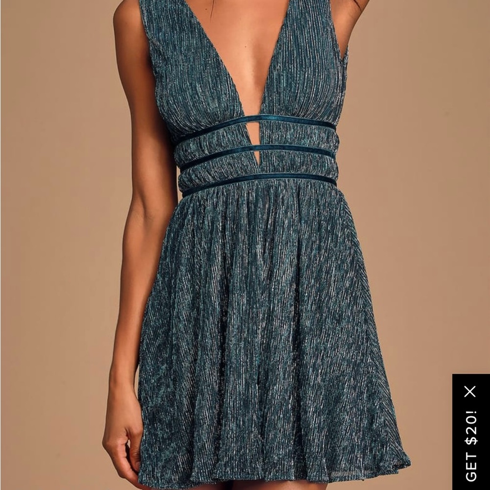Smokeshow Teal Metallic Mini Dress